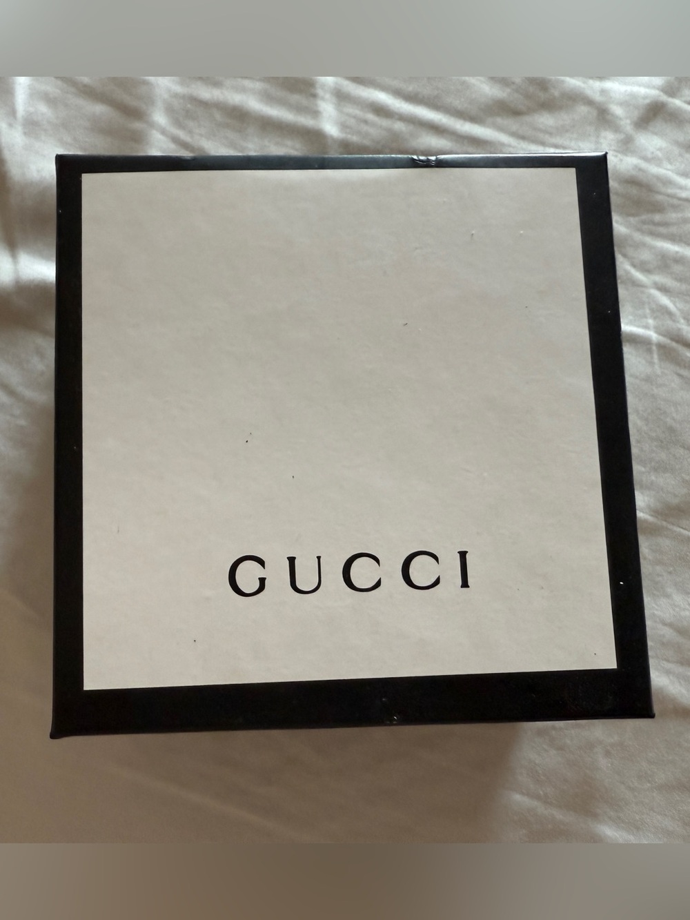 Gucci Gift Storage Belt Box 5.5” X 5.5” X2.5” Black Cream Empty Presentation Box